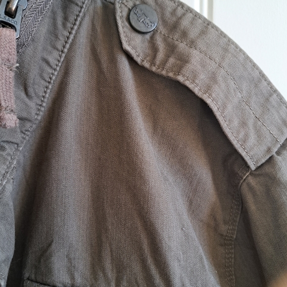 Men's LEVIS UTILITY jacket zip snap closure pockets olive green hood *FLAW* - Picture 10 of 10